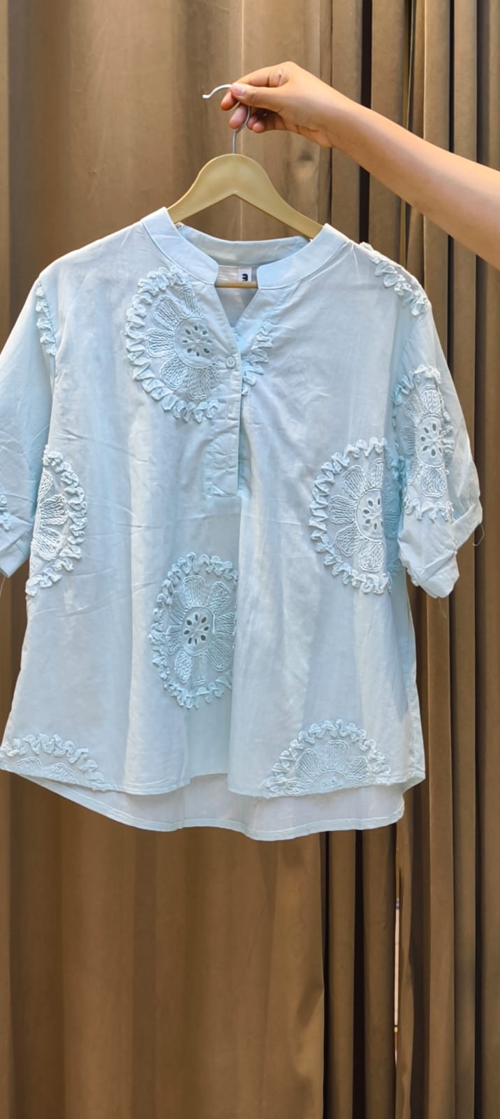 Premium Embroidered Cotton Summer Imported Western Casual Top- 15139
