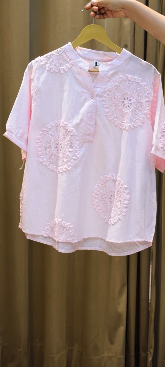 Premium Embroidered Cotton Summer Imported Western Casual Top- 15139
