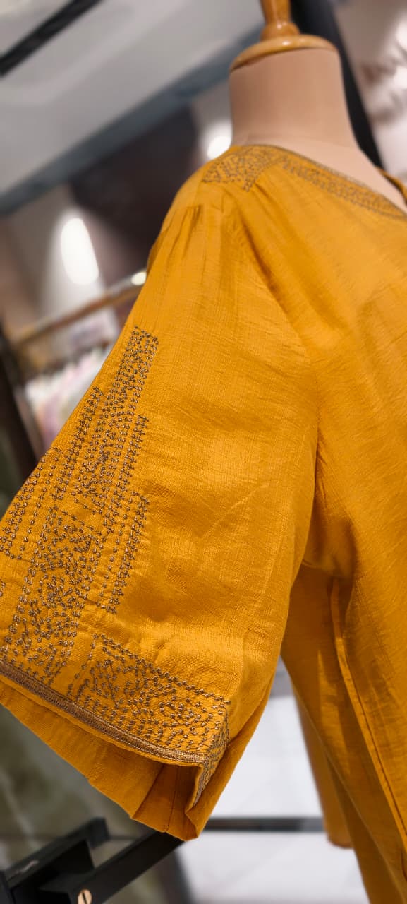 Kashmiri Embroidery Over Neck & Sleeve Unique Imported Top- 15136