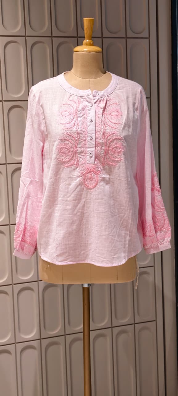 Embroidered Yoke With Cut-Dana Highlights Casual Western Imported Top- 15154
