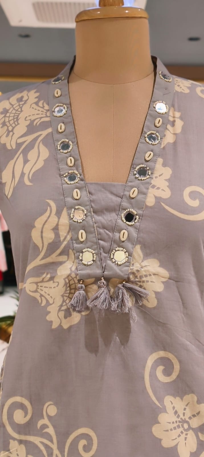 Ivory Blossom Elegance Noor Floral Printed Charm Cotton Full Suit Set With Dupatta- 15358