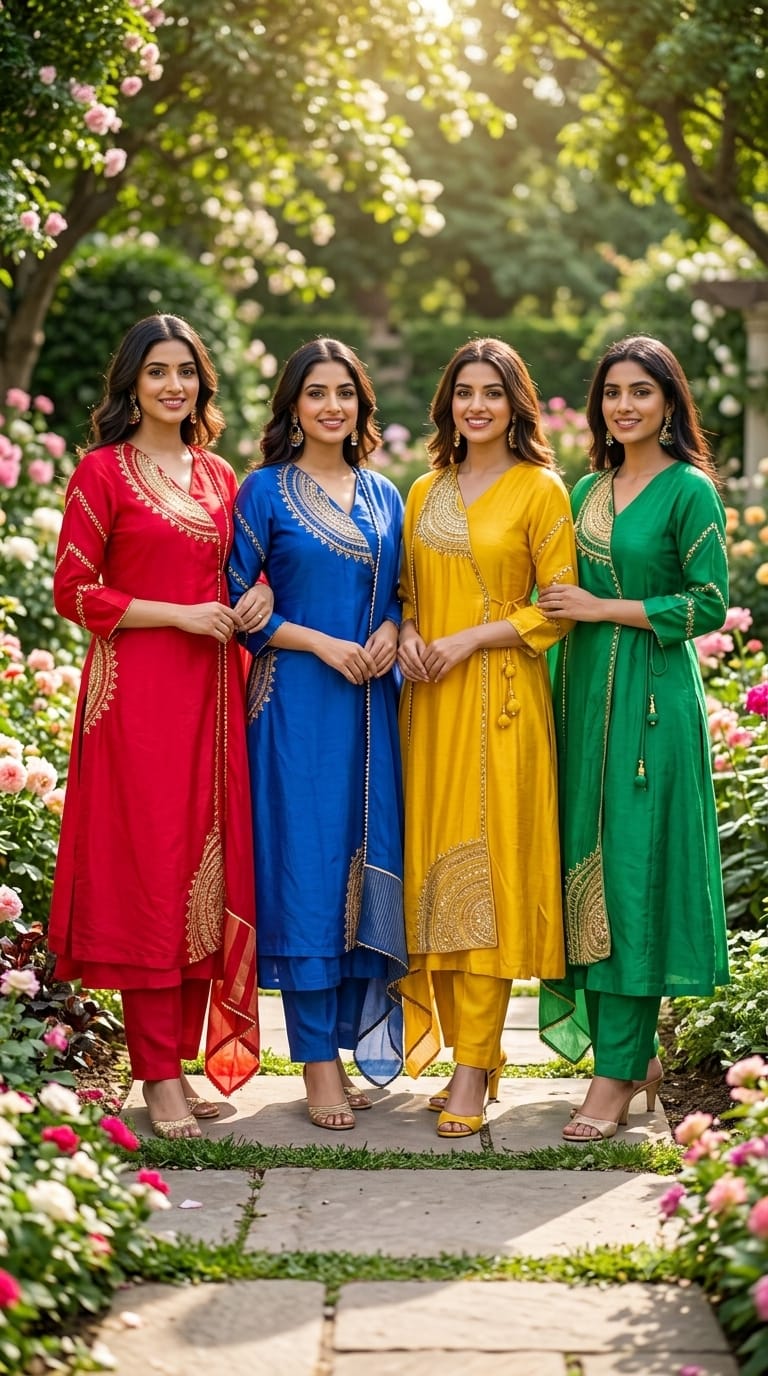 Half Phased Embroidered Angrakha Style A-Line Russian Silk Full Suit Set with Dupatta- 15324