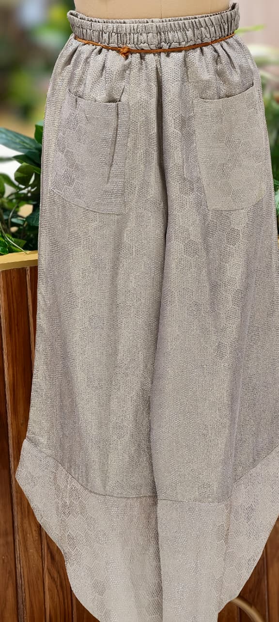 Ethereal Shimmer Fusion Knotted Indo Look Kurti With Palazzo Bottom- 15086