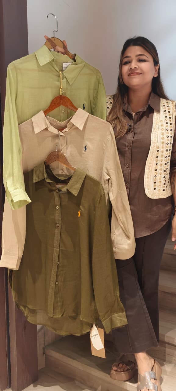 Pure Linen Solid Shade Collared Imported Casual Shirt- 15442