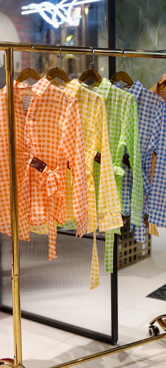 Neon Shades Stunning Stripes & Checks Side Knotted Light Weight Imported Shirt- 15458, 15457