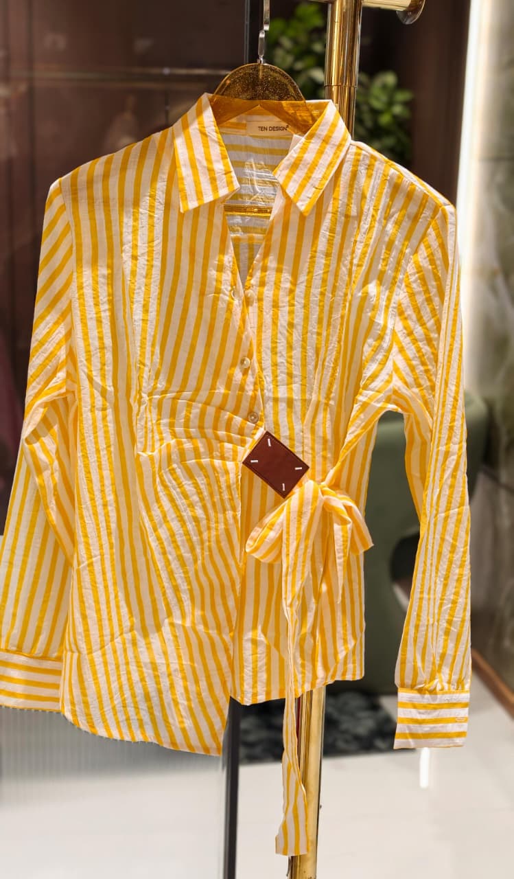 Neon Shades Stunning Stripes & Checks Side Knotted Light Weight Imported Shirt- 15458, 15457