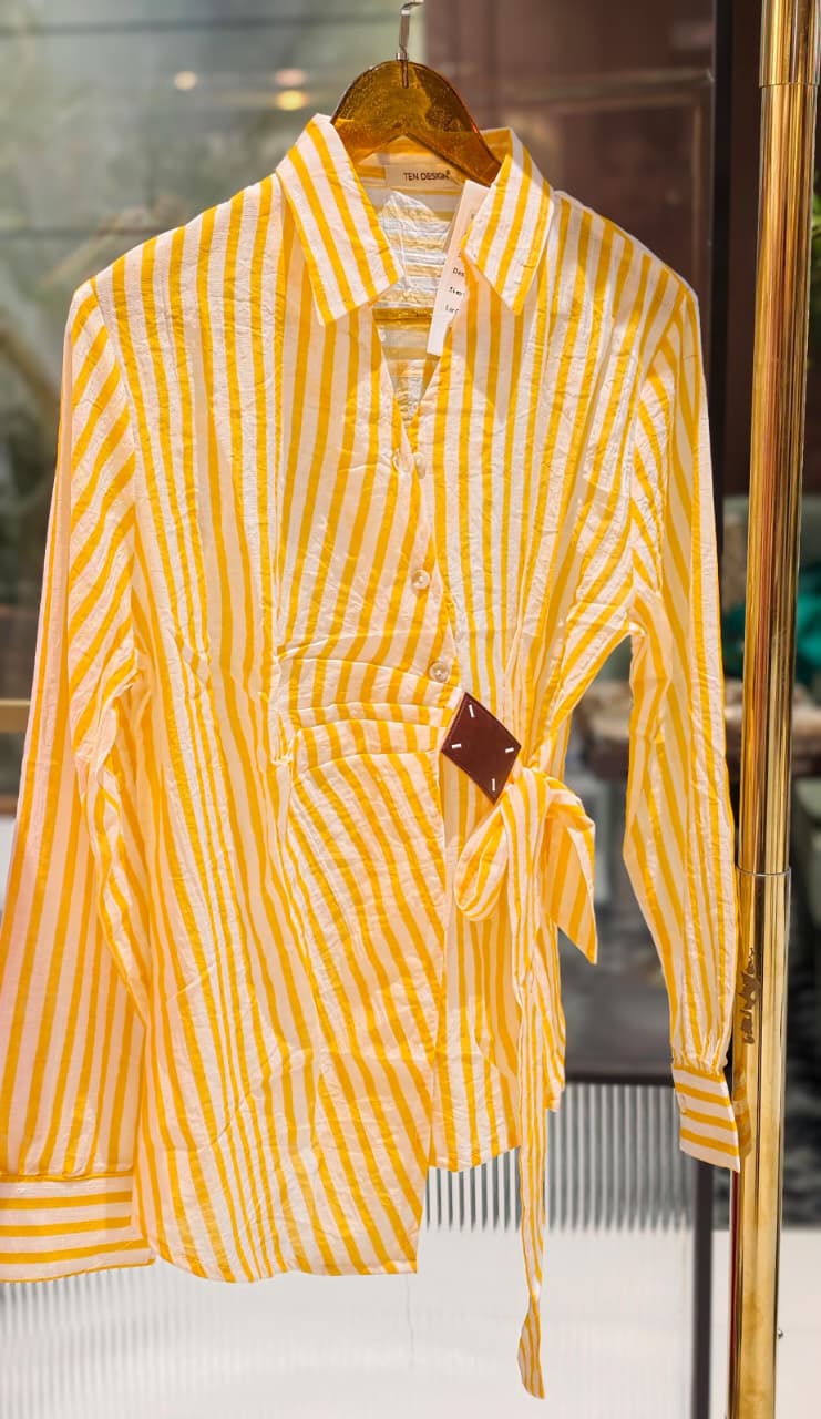 Neon Shades Stunning Stripes & Checks Side Knotted Light Weight Imported Shirt- 15458, 15457