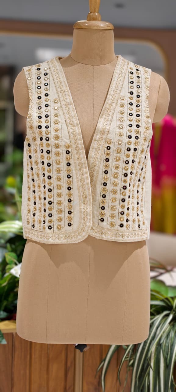 Traditional Foil Mirror Rounded Embroidery Work Outer Jacket- 15440