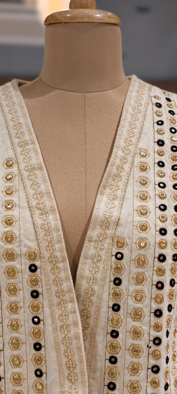 Traditional Foil Mirror Rounded Embroidery Work Outer Jacket- 15440