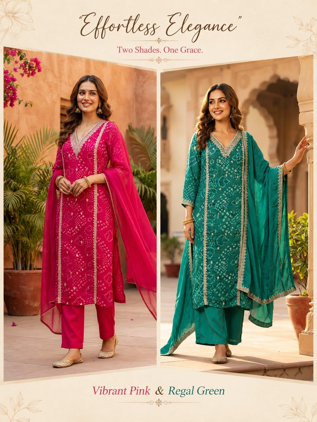 Gotta Patti Linear Zardosi Work Bandhani Print Georgette Full Suit Set With Dupatta- 15485