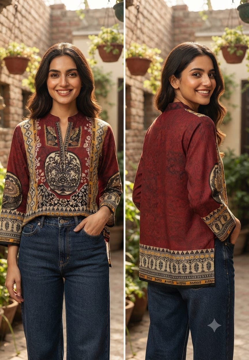 Vibrant Over Printed Multicolor Casual Wear Crepe Shirt- 15434