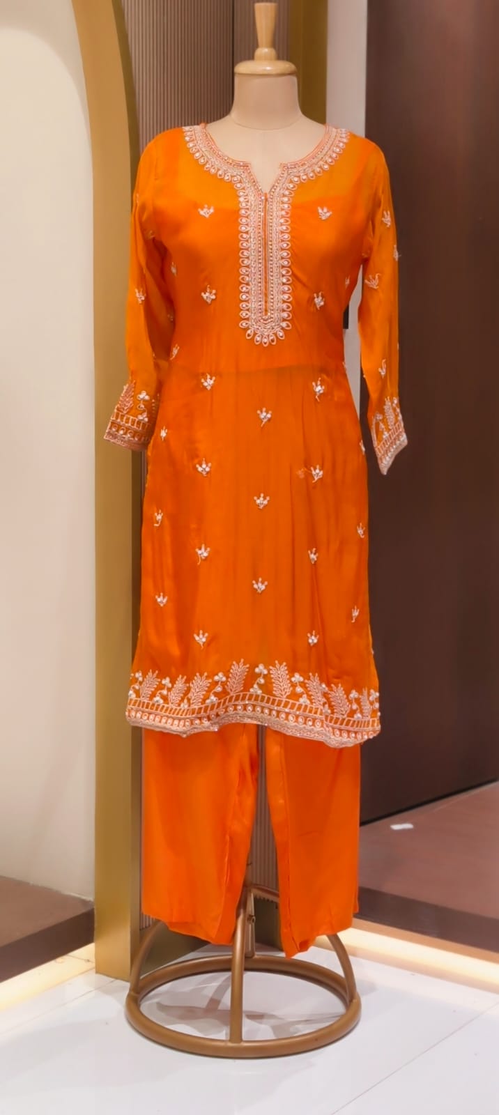Fine Thread Embroidery With Sequin Upwork Single Shade Full Suit Set With Dupatta- 15553