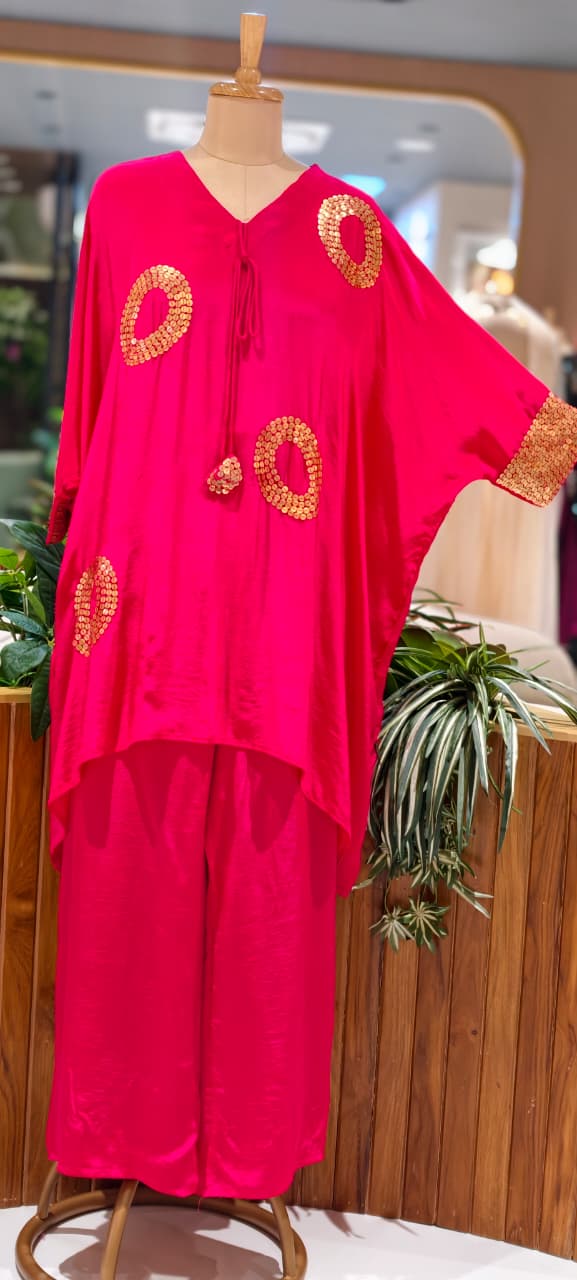 Very Stylish Sequin Elegance Over Sized Indo Wear Kurta With Palazzo Bottom- 15617