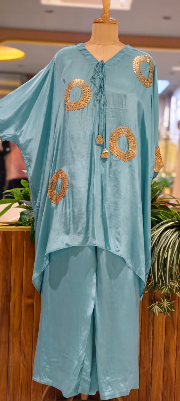 Very Stylish Sequin Elegance Over Sized Indo Wear Kurta With Palazzo Bottom- 15617