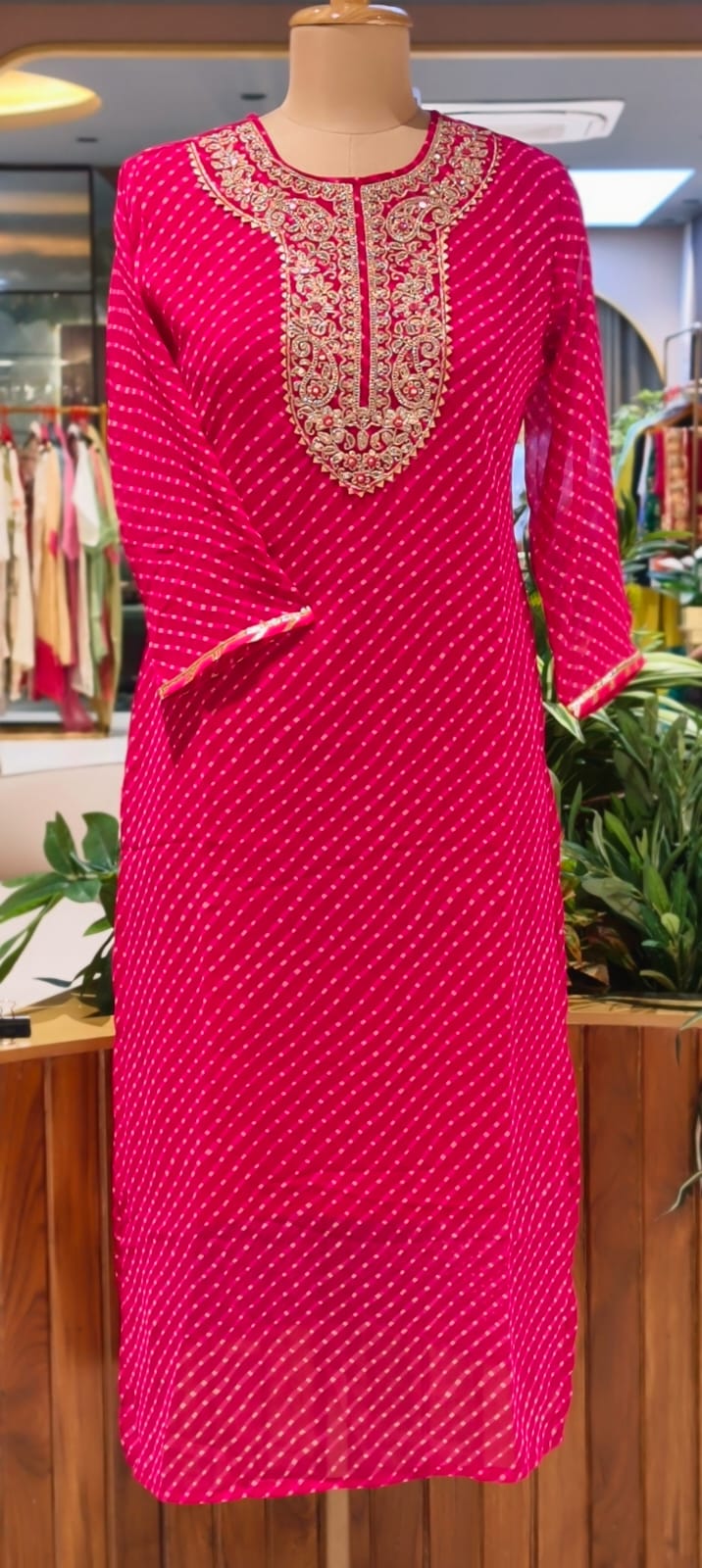 Vibrant Waves Lehriya Gotta Work Georgette Kurtis