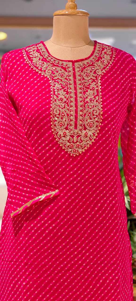 Vibrant Waves Lehriya Gotta Work Georgette Kurtis
