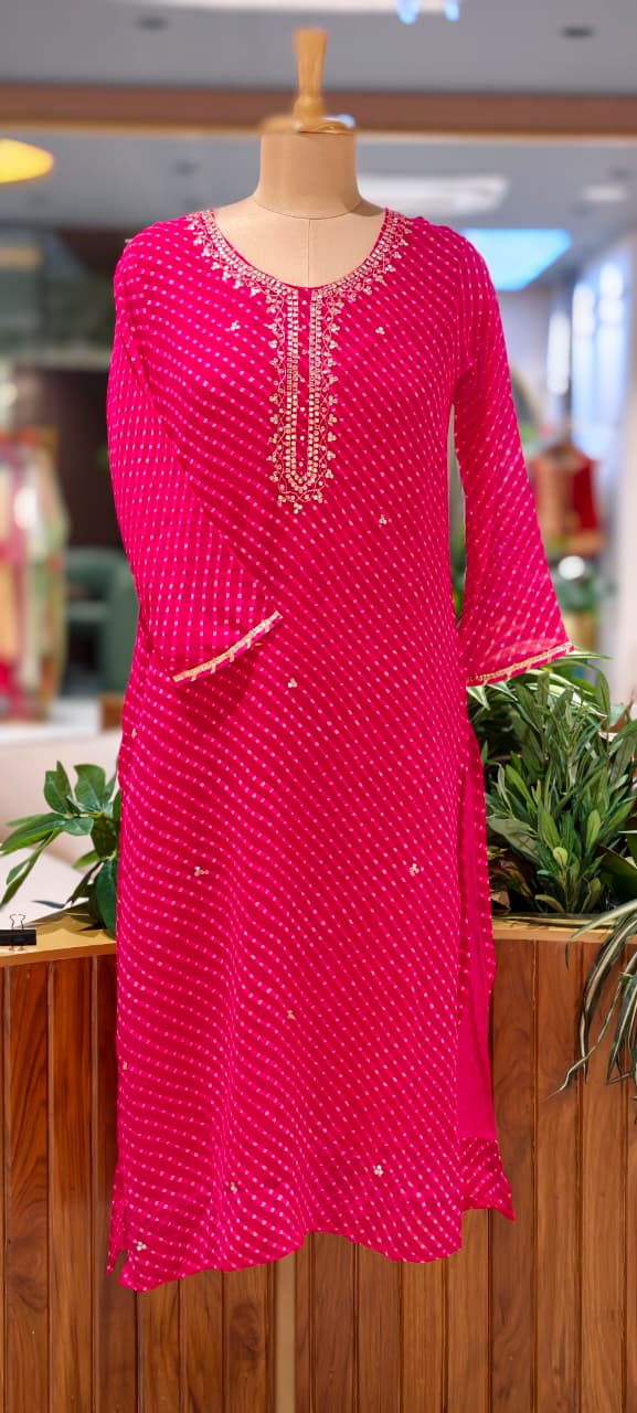Vibrant Waves Lehriya Gotta Work Georgette Kurtis