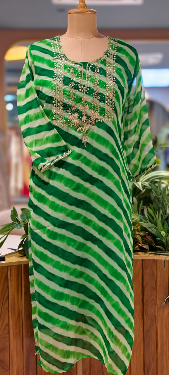 Gotta Work Neckline With Yoke Lehriya Georgette Kurtis