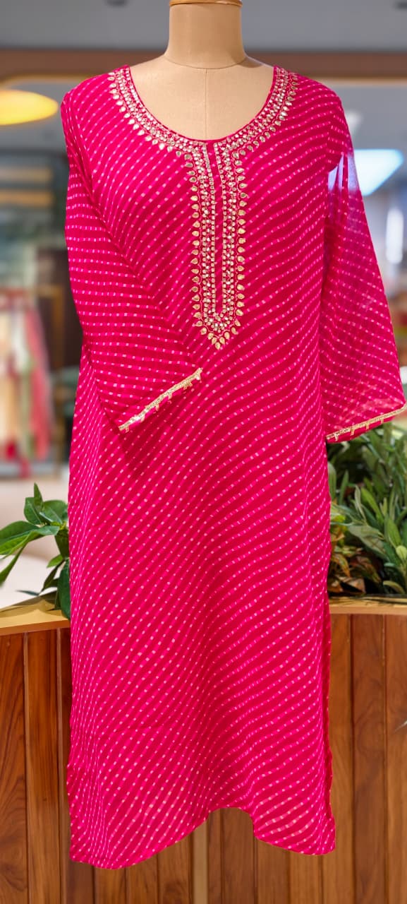 Classic Tarang Lehriya Prints Georgette Kurti (All In Medium Size Only)