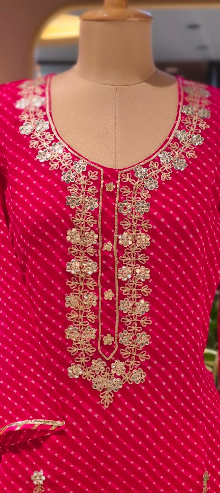Classic Tarang Lehriya Prints Georgette Kurti (All In Medium Size Only)
