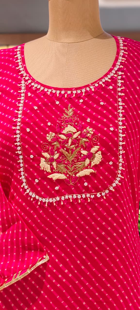 Vibrant Leheriya Zardosi & Gotta Yoke Festive Georgette Kurti
