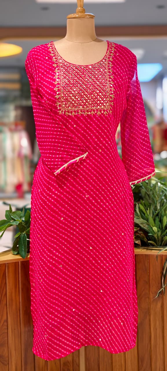Meher Festive Lehriya Tides Georgette Kurti Only