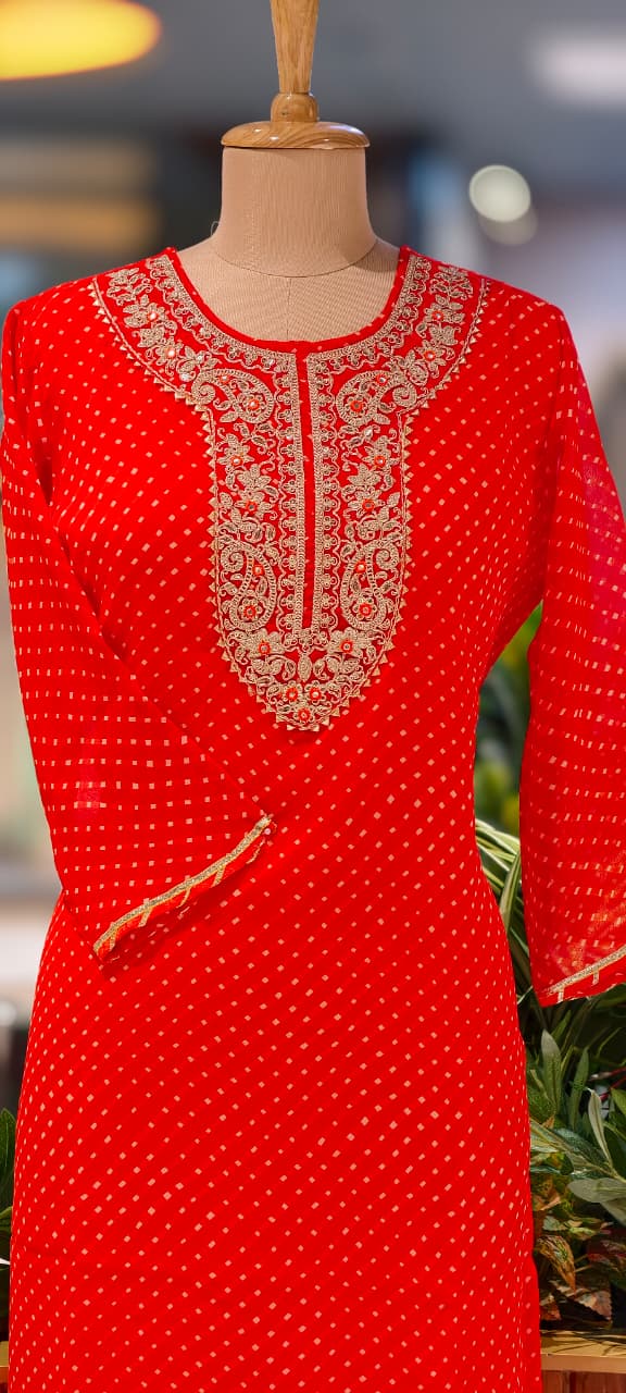 Meher Festive Lehriya Tides Georgette Kurti Only