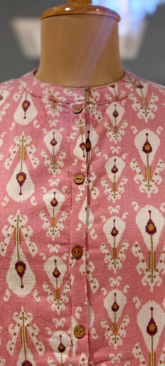 Printed Floral Manderian collar Aline Only Kurti With Pockets 15697