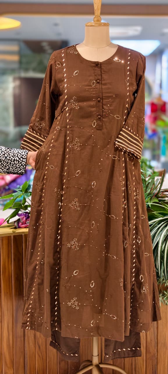 Beautiful Handcrafted Mul Cotton Suit Set with Embroidered Kurta, Matching Bottom & Printed Dupatta- 15820