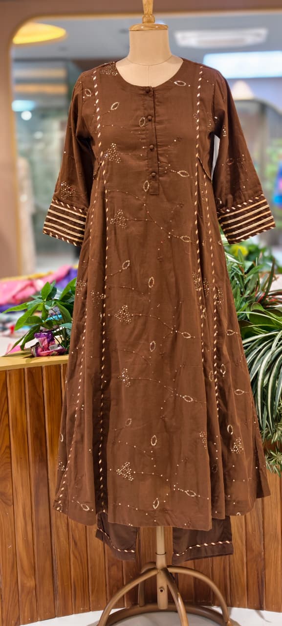 Beautiful Handcrafted Mul Cotton Suit Set with Embroidered Kurta, Matching Bottom & Printed Dupatta- 15820