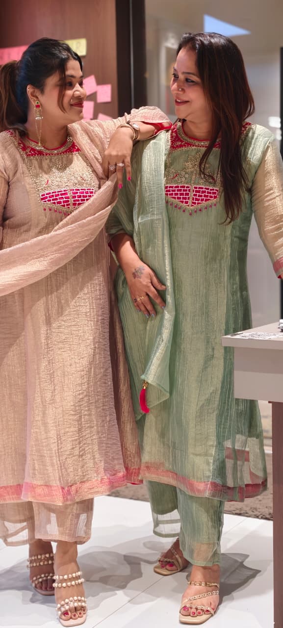 Graceful Pastel Ethnic Kurta with Statement Embroidered Neckline Salsa A-Line Full Suit Set With Dupatta- 15765