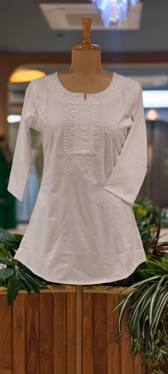 Royal Awadh Intricate Thread Embroidery Cotton Kurti Only- 15871