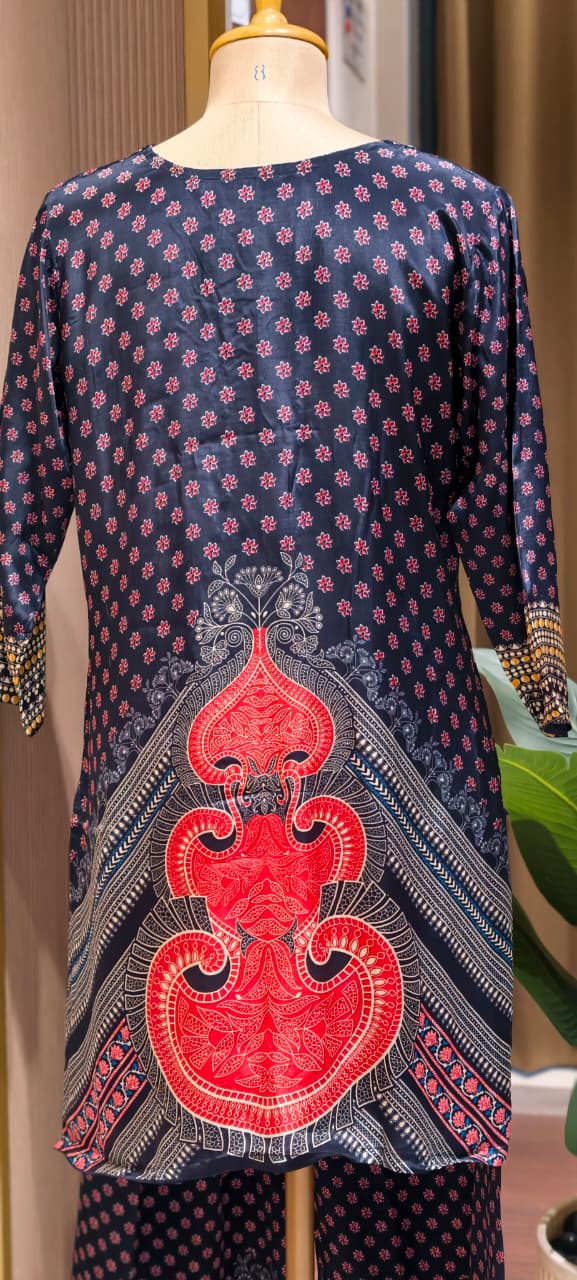 Solitare Inspired Print Flowy Pure Crepe Casual Co-Ord Set- 15239