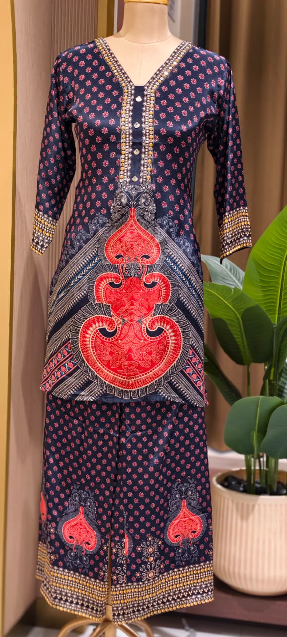 Solitare Inspired Print Flowy Pure Crepe Casual Co-Ord Set- 15239