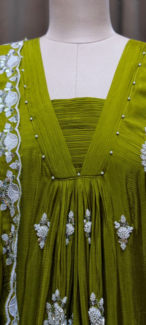 Premium Chinon Very Elegant Tiny Cut-Dana Embroidered Flowy Anarkali Full Suit Set With Dupatta- 15239