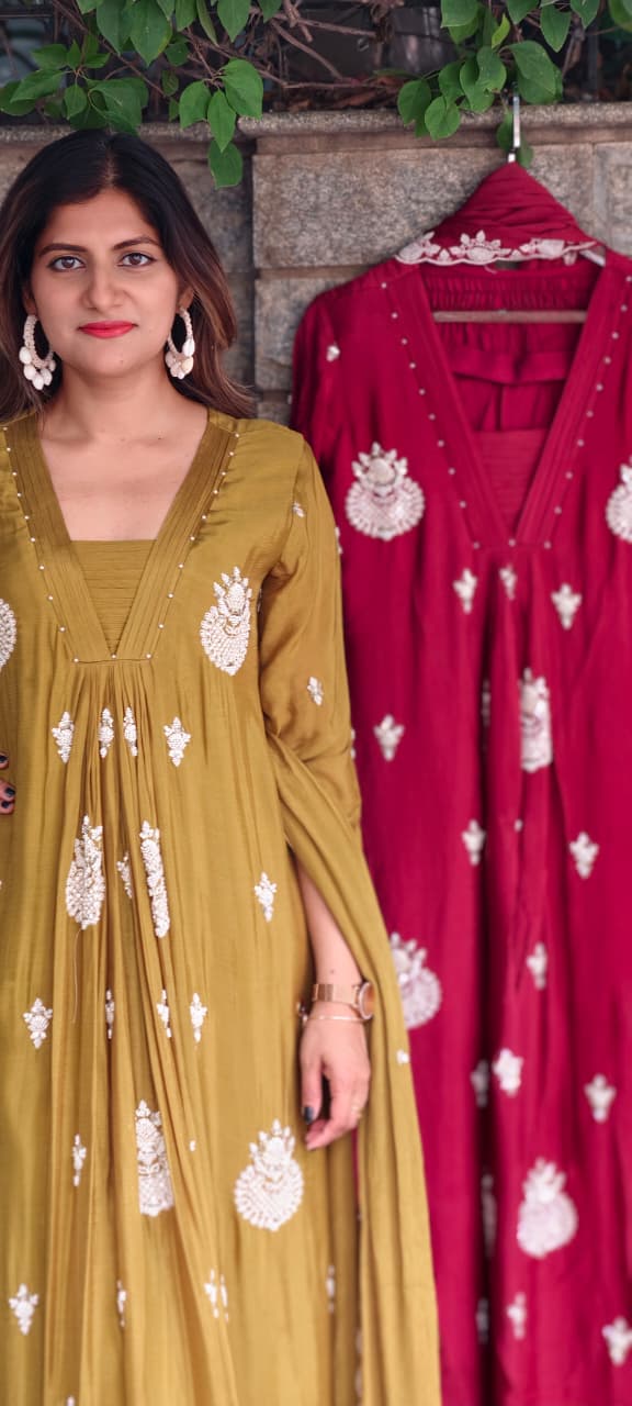 Premium Chinon Very Elegant Tiny Cut-Dana Embroidered Flowy Anarkali Full Suit Set With Dupatta- 15239