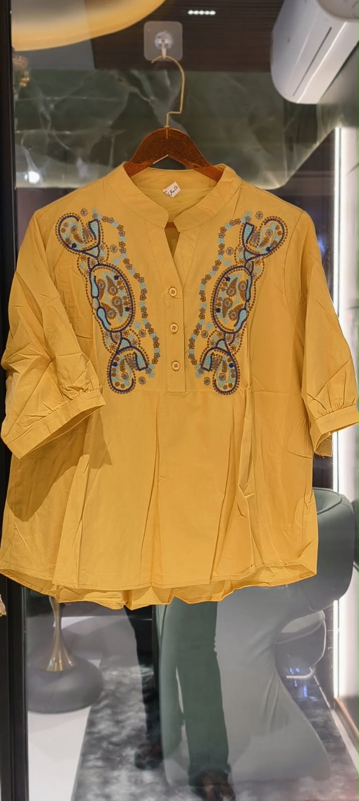 Elegant Paisley Embroidered Cotton Shirt-15130