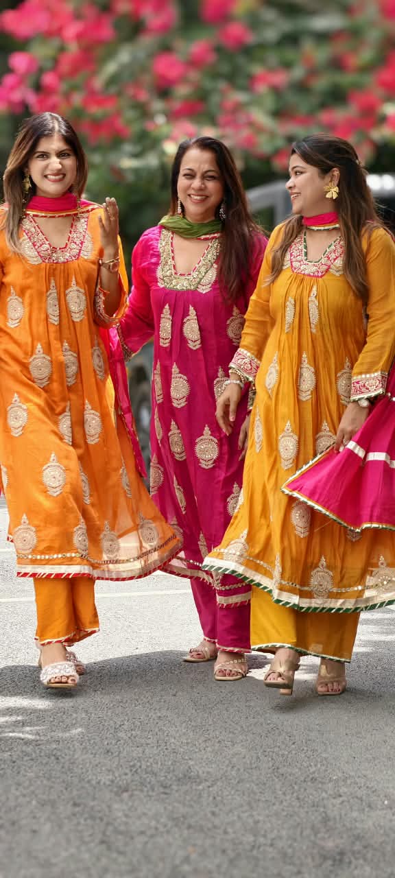 Heavy Zardosi Embroidered Real Mirror Work Over Daaman & Sleeve A-Line Full Suit Set With Dupatta- 16072