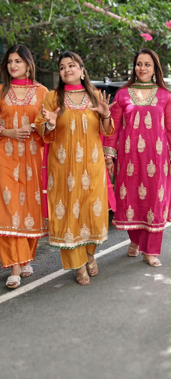 Heavy Zardosi Embroidered Real Mirror Work Over Daaman & Sleeve A-Line Full Suit Set With Dupatta- 16072