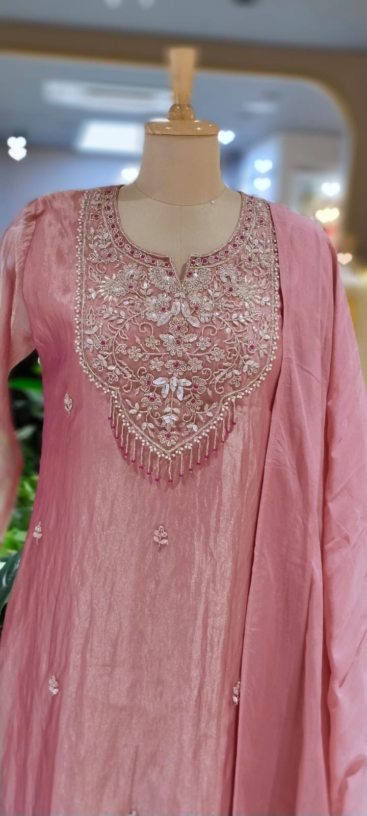 Premium Salsa Heavy Zardosi Intricate Embroidery Yoke Crushed Look A-Line Full Suit Set With Dupatta- 16237