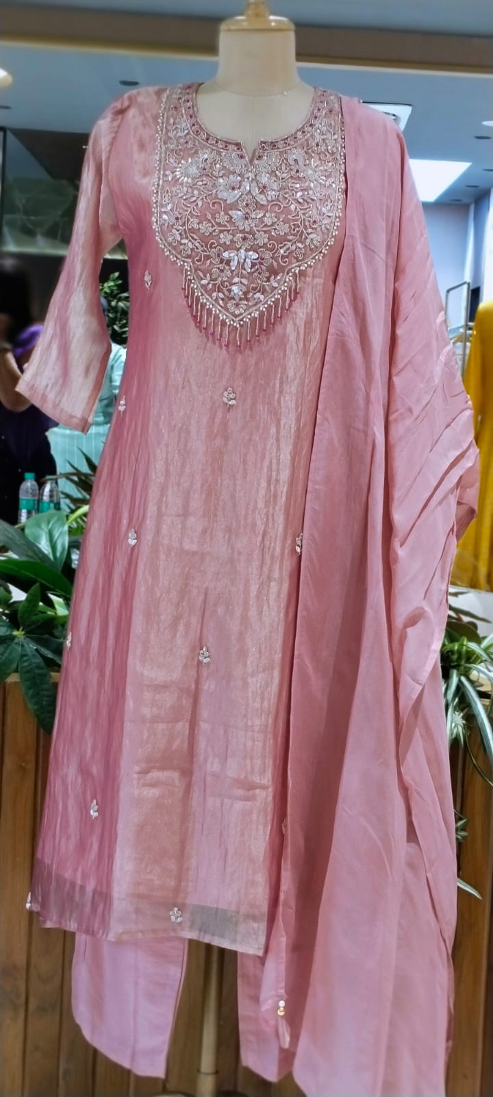 Premium Salsa Heavy Zardosi Intricate Embroidery Yoke Crushed Look A-Line Full Suit Set With Dupatta- 16237