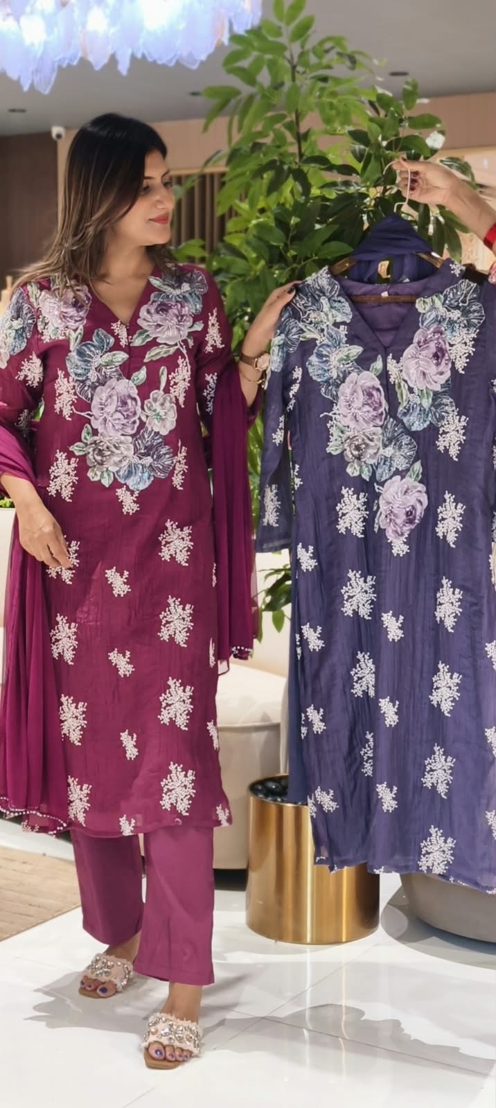 Exclusive 3D Floral Popped Embroidery Premium Fabric Straight Full Suit Set With Dupatta- 15205
