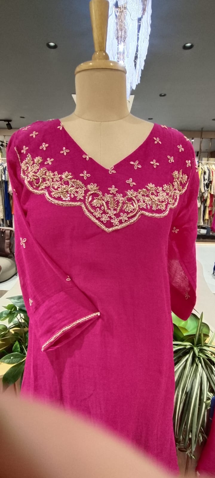 Dabka Golden Zardosi Embroidered Banarasi Mul-Chanderi A-Line Full Suit Set With Dupatta- 16267