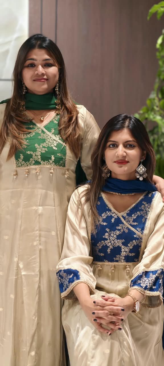 Brocade Touch Floral Vine Yoke Latkan Accent Anarkali Full Suit Set With Dupatta- 16361