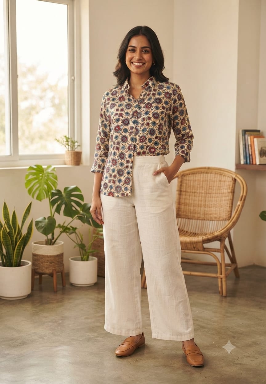 Modal Satin Multi Printed Ajrakh Flowy Regular Shirts 16653