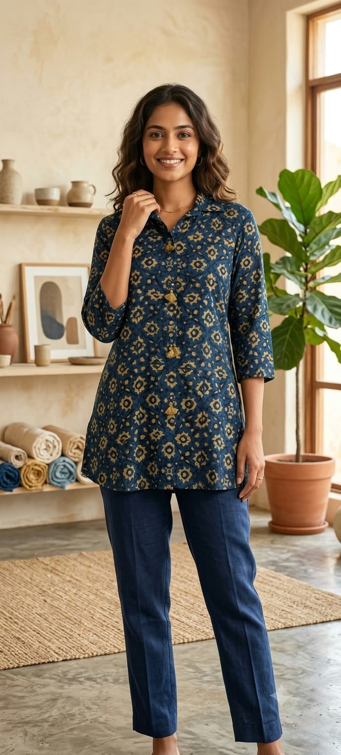 Pure Cotton Diffrent Prints Light-Weight Collared Shirts- 16604