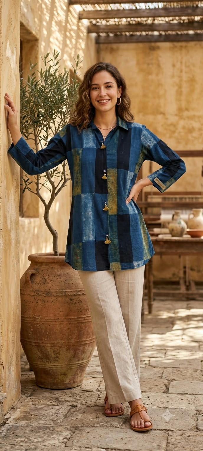 Pure Cotton Diffrent Prints Light-Weight Collared Shirts- 16604