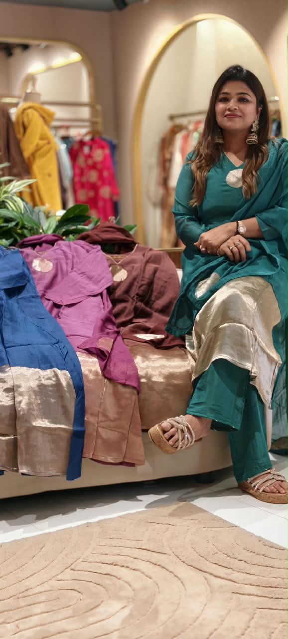 Pure Banarasi Mul-Chanderi With Silk Touch Rich Look Full Suit Set With Dupatta- 16811
