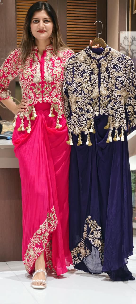 Premium Embroidered Cape Style Indo-Western with Intricate Detailing- 16752