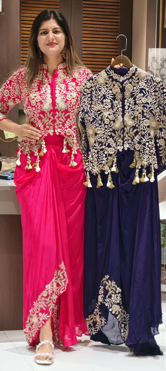 Premium Embroidered Cape Style Indo-Western with Intricate Detailing- 16752